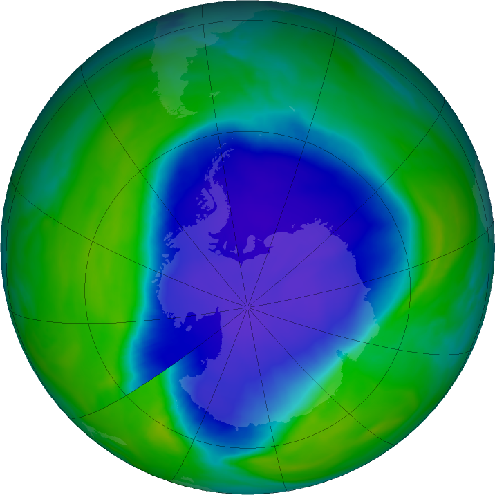 Antarctic ozone map for 24 November 2020